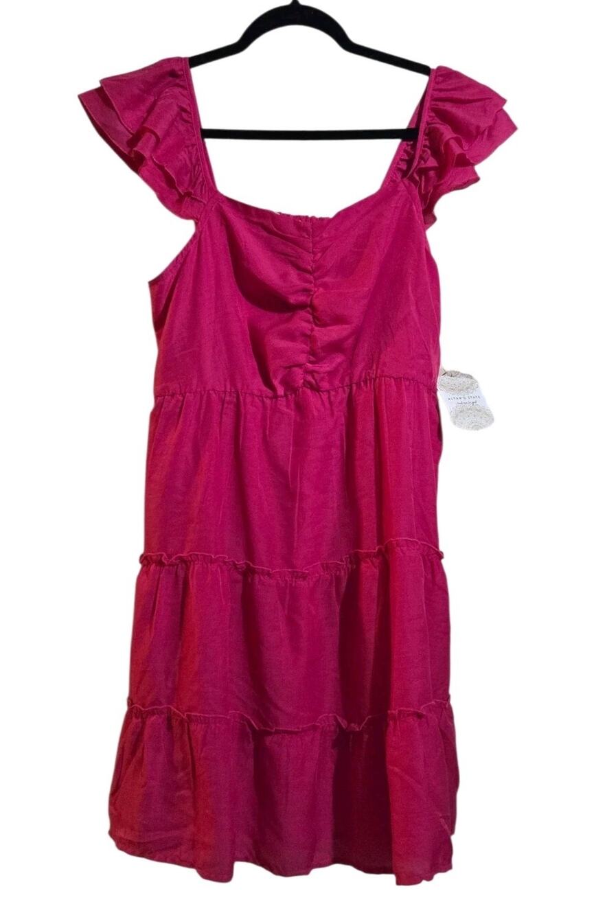 Women's Pink Alter’d State Mini Dress New Babydoll Coquette Tiered Ruffled Smock